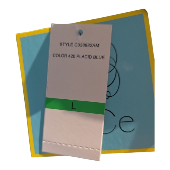 CeCe Blue and Green Patterned Off-Shoulder Blouse - Picture 5 of 6